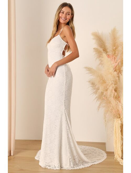 Lulus Perfectly Beloved White Lace Sleeveless Lace-Up Maxi Dress