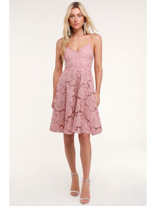 Lulus Nora Lee Dusty Rose Sleeveless Lace Midi Dress