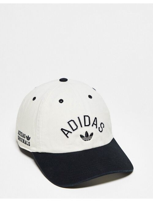 adidas Originals relaxed preppy logo cap in white and black