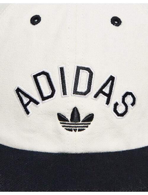 adidas Originals relaxed preppy logo cap in white and black