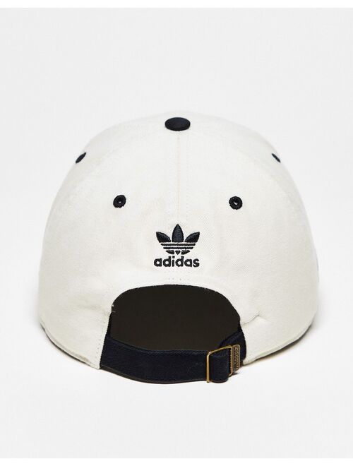 adidas Originals relaxed preppy logo cap in white and black