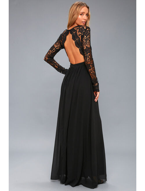 Lulus Awaken My Love Forest Green Long Sleeve Lace Maxi Dress