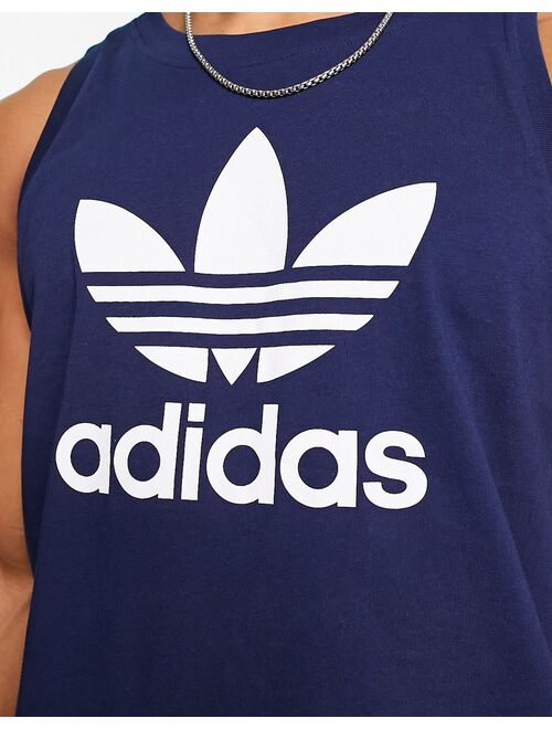 adidas Originals adicolor large trefoil tank top in navy