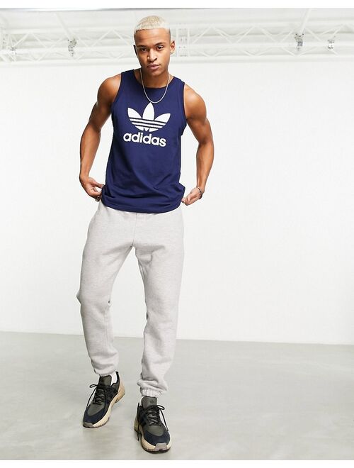 adidas Originals adicolor large trefoil tank top in navy