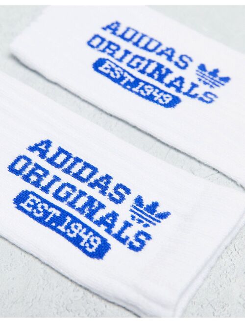 adidas Originals Prep 3-pack socks in white and blue