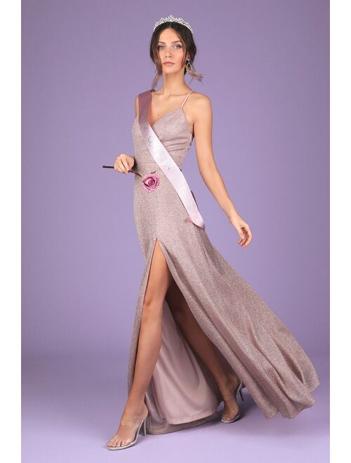 Lulus Truly Dazzling Mauve Multi Glitter Sleeveless Maxi Dress