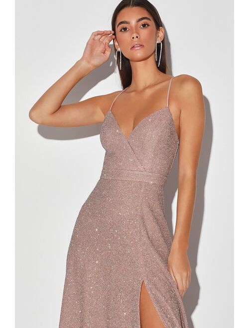 Lulus Truly Dazzling Mauve Multi Glitter Sleeveless Maxi Dress