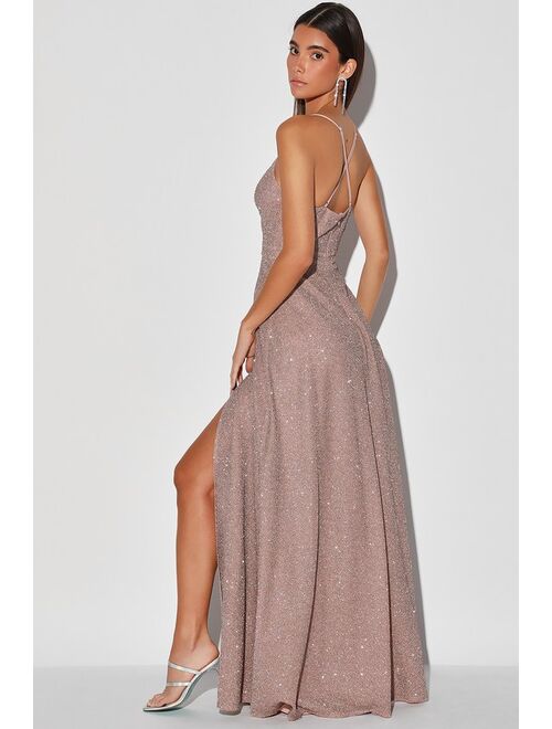 Lulus Truly Dazzling Mauve Multi Glitter Sleeveless Maxi Dress