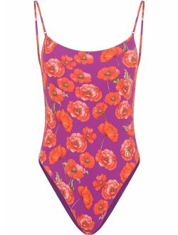 poppy-print swimsuit