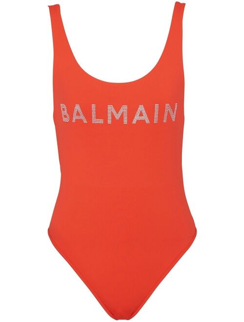 Balmain logo-print sleeveless swimsuit