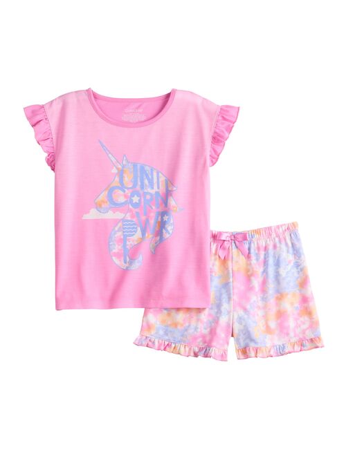 Girls 4-16 Cuddl Duds Ruffle Detail Tee & Shorts Pajama Set