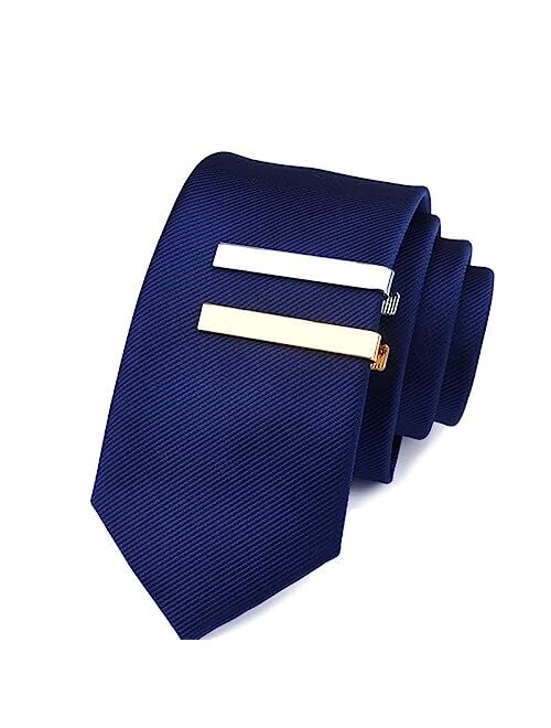 Generic 4Pcs Tie Clips for Men,Gold Silver Black Blue Tie Bar Set