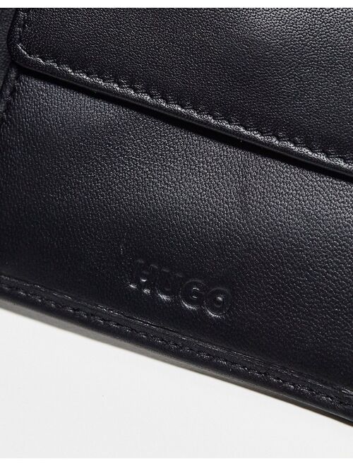 HUGO Tyler leather logo billfold wallet in black with coin pocket