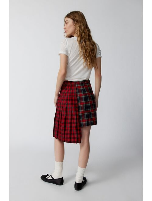 Urban Renewal Remade High Low Pleated Plaid Skirt