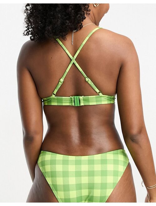 Nobody's Child bikini top in green check