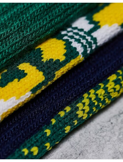 adidas Originals Spiral 3 pack socks in green and navy