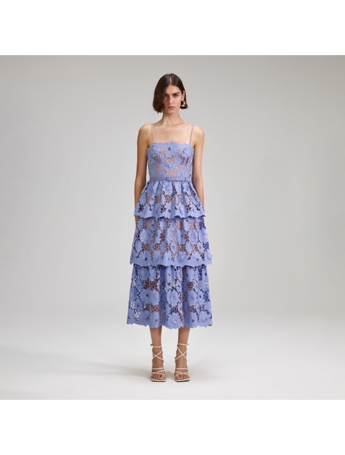 Self-Portrait floral-lace cotton midi dress