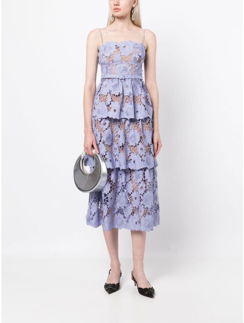 Self-Portrait floral-lace cotton midi dress