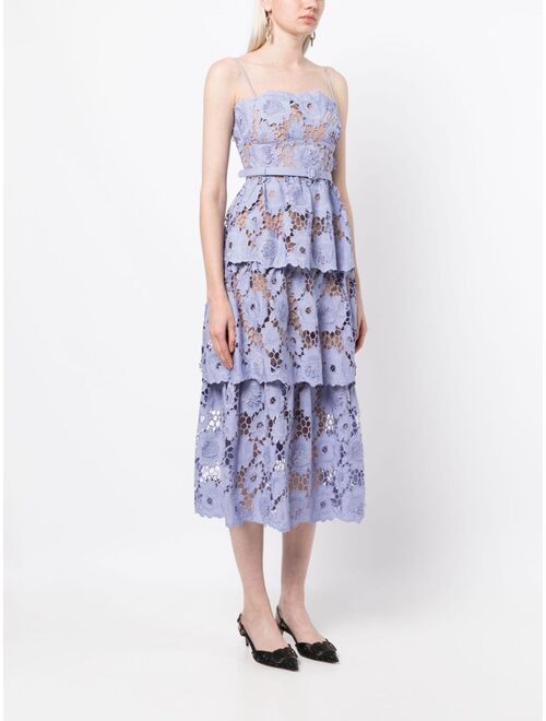 Self-Portrait floral-lace cotton midi dress