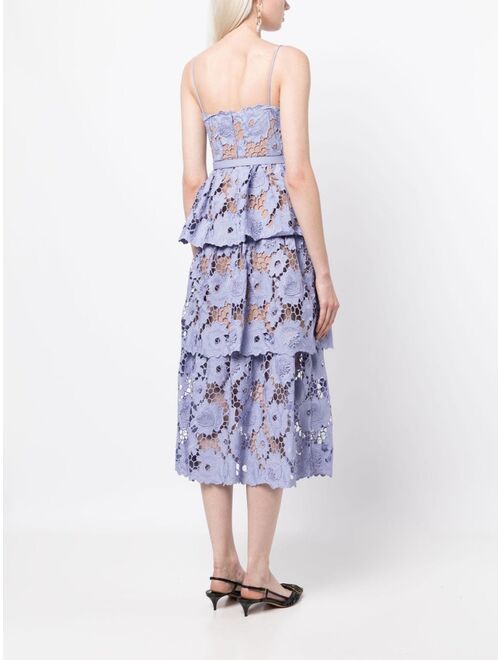 Self-Portrait floral-lace cotton midi dress