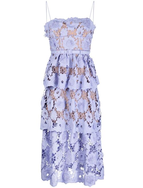 Self-Portrait floral-lace cotton midi dress