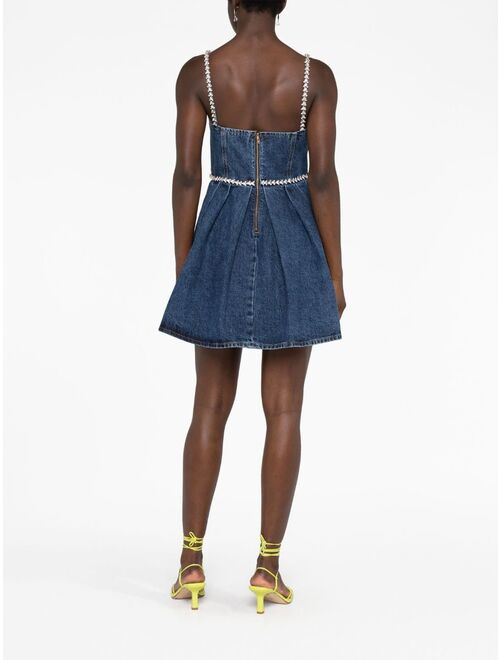 Self-Portrait crystal-embellishment denim minidress