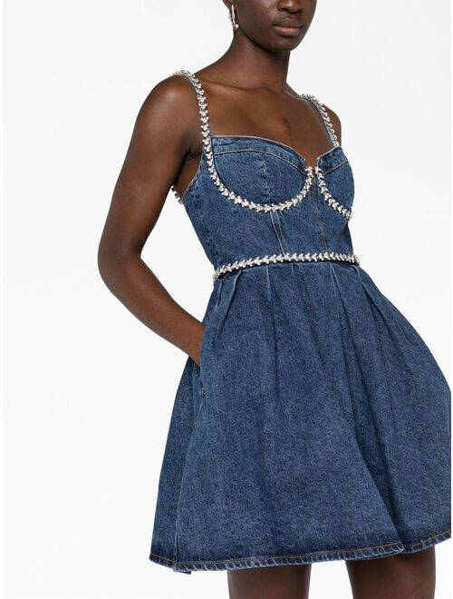 Self-Portrait crystal-embellishment denim minidress