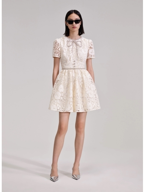 Self-Portrait crystal-embellished corded-lace dress