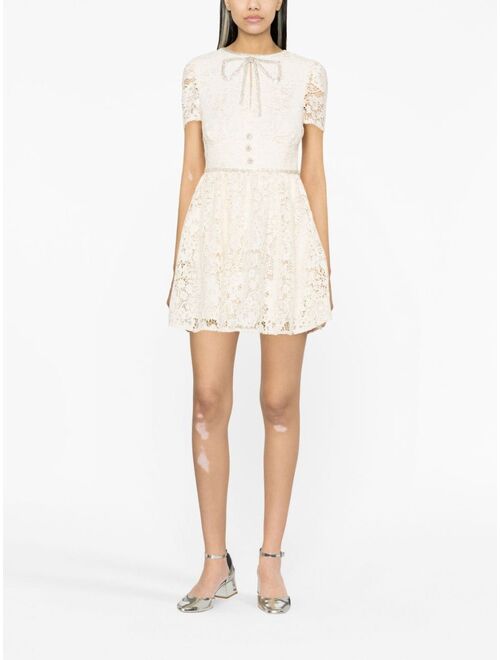 Self-Portrait crystal-embellished corded-lace dress