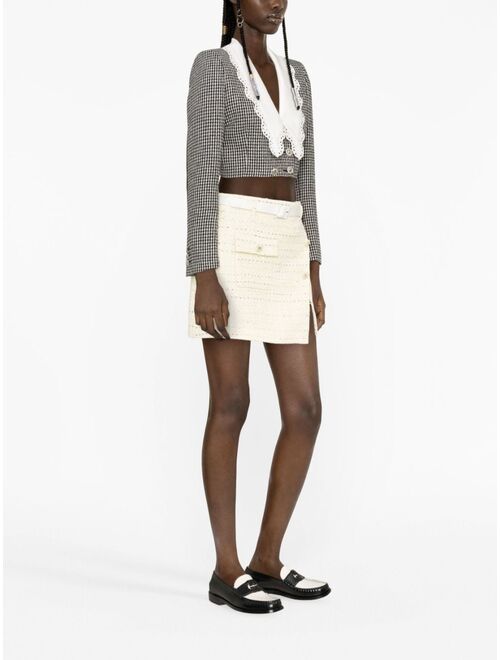 Self-Portrait belted boucle miniskirt