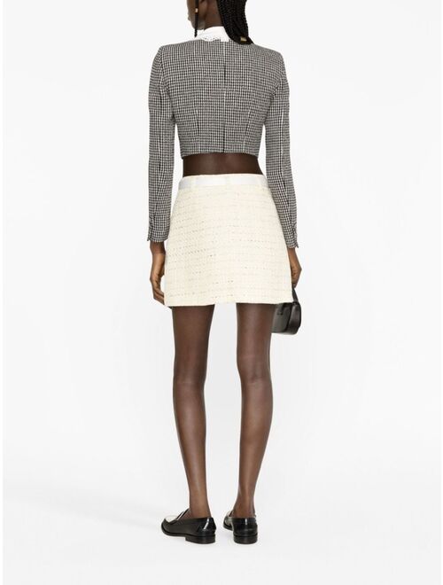 Self-Portrait belted boucle miniskirt