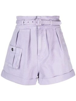 belted cotton shorts