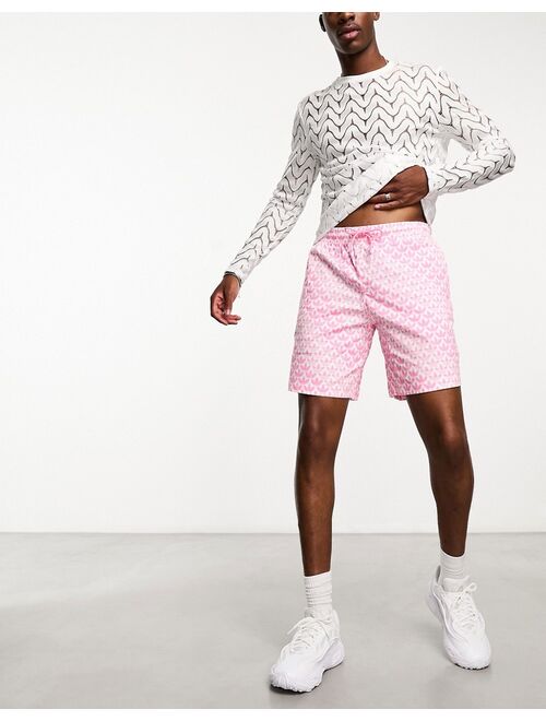 adidas Originals Monogram AOP shorts in pink