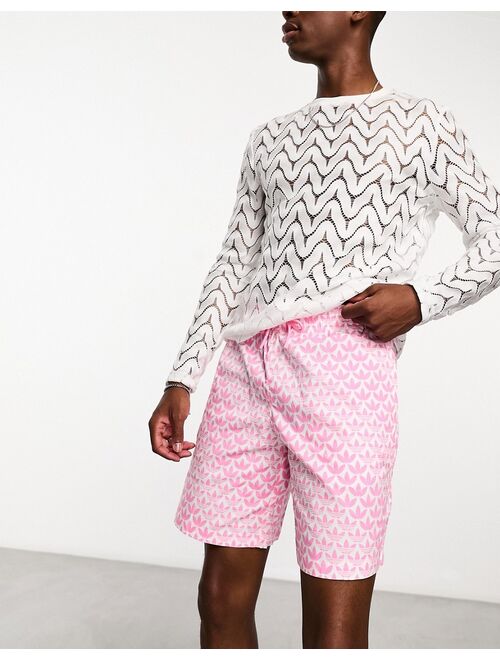 adidas Originals Monogram AOP shorts in pink