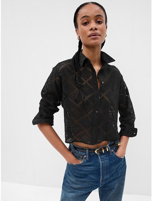 Gap Cropped Crochet Shirt