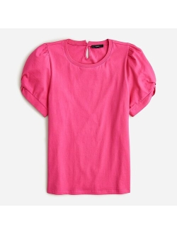 Puff-sleeve crewneck T-shirt