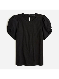 Puff-sleeve crewneck T-shirt