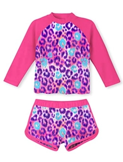 TUONROAD Girls 2 Pieces Rash Guard Swimsuit Long Sleeve Tankini for 4-10 Years