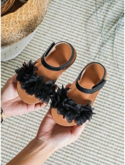 LHXSIXChildren Shoes Fashionable Ankle Strap Sandals For Girls, Appliques Decor Single Band Sandals