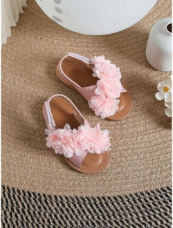 LHXSIXChildren Shoes Fashionable Ankle Strap Sandals For Girls, Appliques Decor Single Band Sandals