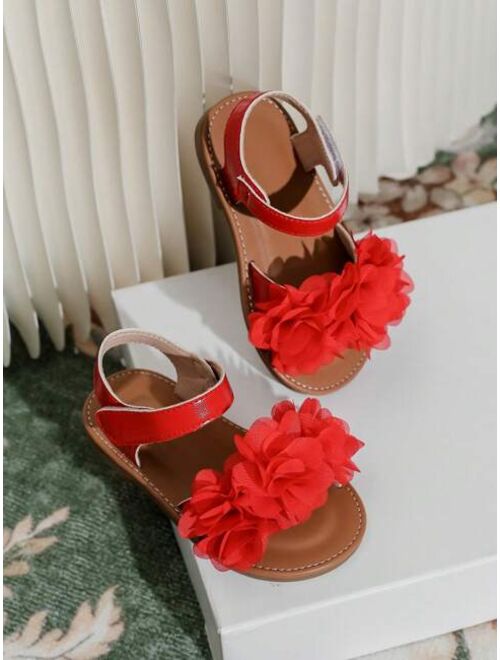 LHXSIXChildren Shoes Fashionable Ankle Strap Sandals For Girls, Appliques Decor Single Band Sandals