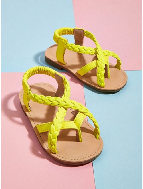 MiKa Shoes Girls Braid Detail Toe Post Design Thong Sandals