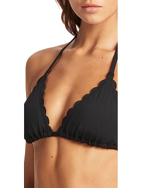 SEA LEVEL SWIM Scalloped Halter Slide Tri