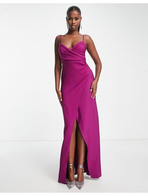 Trendyol wrap cami maxi dress in plum