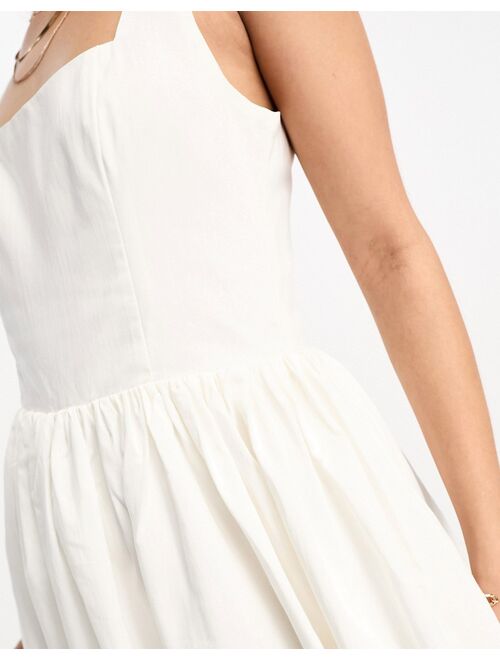 NA-KD x Chloe Schuterman structured square neck mini dress in white