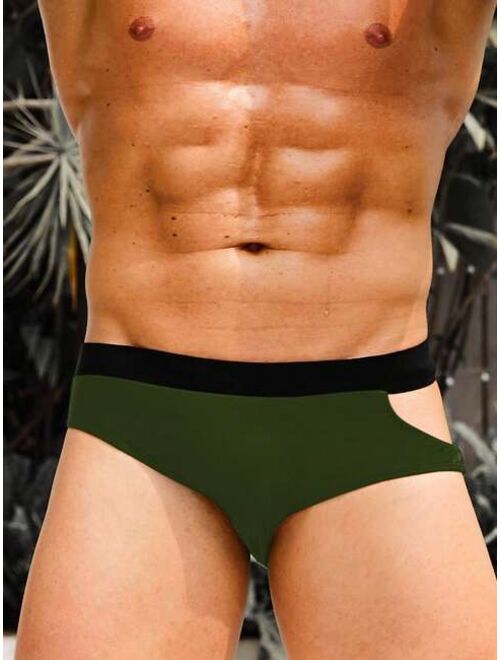 Shein Men Cut Out Contrast Tape Swim Brief