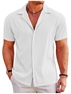 Men's Casual Button Down Shirts Short Sleeve Regular Fit Fashion Camp Beach Shirts Tops