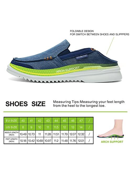 OrthoComfoot Men's Slip on Shoes with Arch Support, Comfortable Slippers for Plantar Fasciitis, Orthopedic Loafers for Walking, Casual Boat Shoes for Heel and Foot Pain R