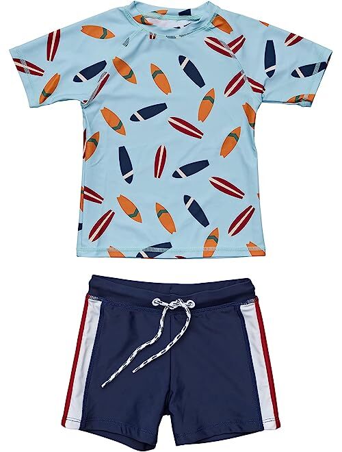 Snapper Rock Retro Surf Short Sleeve Swim Set (Infant/Toddler/Little Kids)