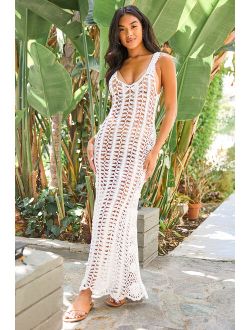 Bring on the Beach White Crochet Maxi Swim Cover-Up